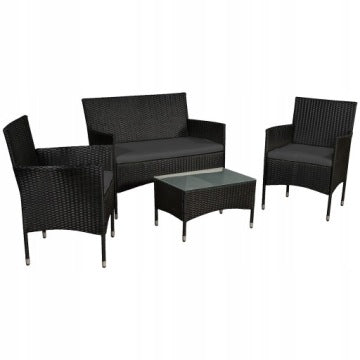 Black Technorattan Garden Furniture Set for Patio and Garden